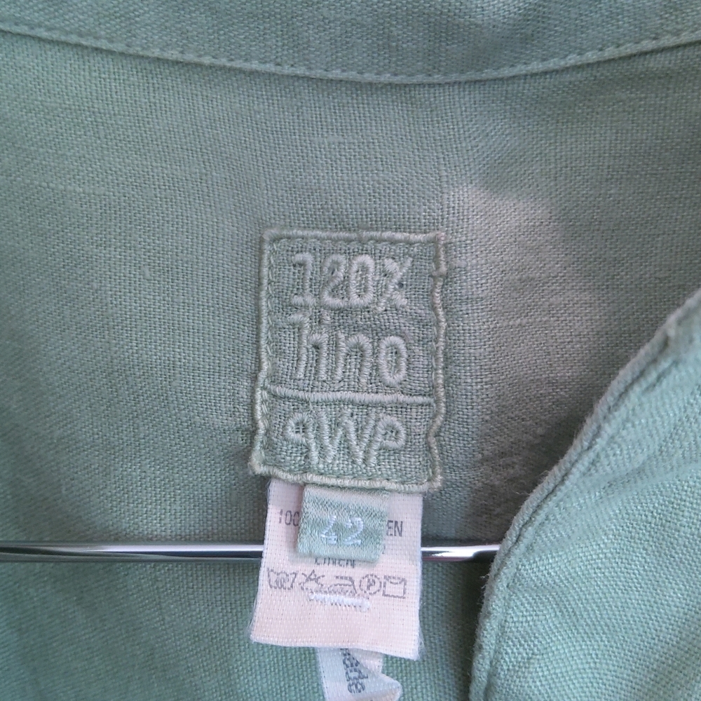 120% Lino green linen shirt EU size 42 - Picture 2 of 10